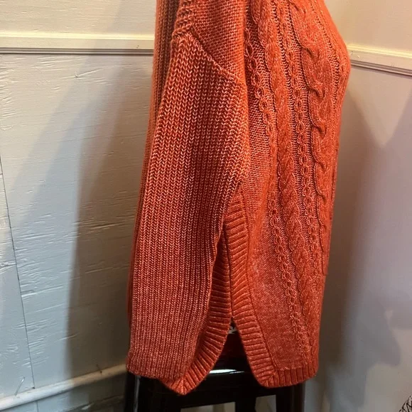 CAbi Women's Cable Knit Sweater - Rust - Picture 6 of 9